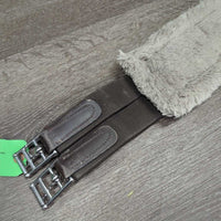 FS Leather Girth, Fleece Velcro Liner, D Ring, 2x els *gc, v.dirty & sandy liner, clumpy, thin edges
