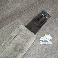 FS Leather Girth, Fleece Velcro Liner, D Ring, 2x els *gc, v.dirty & sandy liner, clumpy, thin edges
