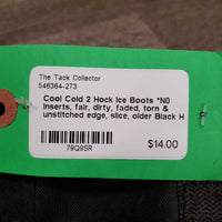 2 Hock Ice Boots *N0 inserts, fair, dirty, faded, torn & unstitched edge, slice, older
