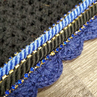 Tie Down Crochet Fly Veil Bonnet 2x piping, 3x bling, Noseband els *vgc, mnr hair, missing & twisted bling
