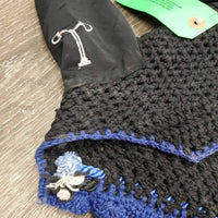 Tie Down Crochet Fly Veil Bonnet 2x piping, 3x bling, Noseband els *vgc, mnr hair, missing & twisted bling
