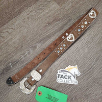 Soft Leather Bling Western Belt, Bling Buckle *gc/fair, cracking
