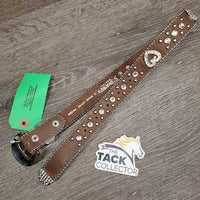 Soft Leather Bling Western Belt, Bling Buckle *gc/fair, cracking
