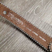 Soft Leather Bling Western Belt, Bling Buckle *gc/fair, cracking
