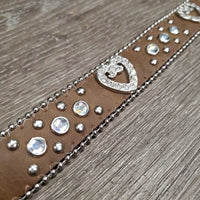 Soft Leather Bling Western Belt, Bling Buckle *gc/fair, cracking
