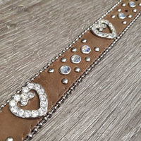 Soft Leather Bling Western Belt, Bling Buckle *gc/fair, cracking
