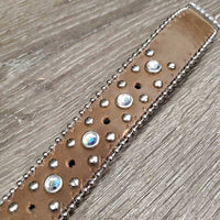 Soft Leather Bling Western Belt, Bling Buckle *gc/fair, cracking
