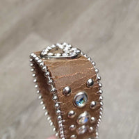 Soft Leather Bling Western Belt, Bling Buckle *gc/fair, cracking
