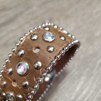 Soft Leather Bling Western Belt, Bling Buckle *gc/fair, cracking
