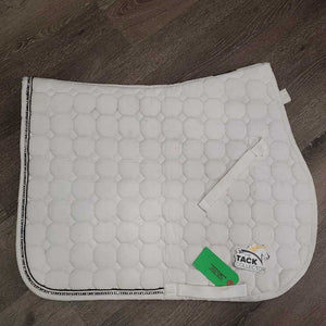 Thick Quilt Jumper Saddle Pad, 2x piping, bling *gc, clean, hairy, rubs, mnr pills, dingy, stains, frays, v.pulled/thin inside seams