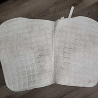 Thick Quilt Jumper Saddle Pad, 2x piping, bling *gc, clean, hairy, rubs, mnr pills, dingy, stains, frays, v.pulled/thin inside seams