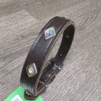 Leather & Bling Dog Collar *gc, scraped edges, mnr dings
