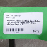 Leather & Bling Dog Collar *gc, scraped edges, mnr dings
