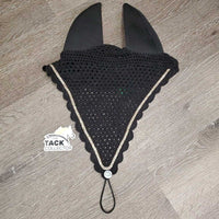 Tie Down Crochet Fly Veil Bonnet, 2x bling, Noseband els, Soundproof Ears *vgc, mnr hair, missing bling
