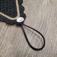 Tie Down Crochet Fly Veil Bonnet, 2x bling, Noseband els, Soundproof Ears *vgc, mnr hair, missing bling
