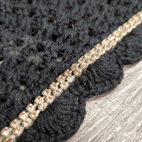 Tie Down Crochet Fly Veil Bonnet, 2x bling, Noseband els, Soundproof Ears *vgc, mnr hair, missing bling
