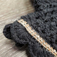 Tie Down Crochet Fly Veil Bonnet, 2x bling, Noseband els, Soundproof Ears *vgc, mnr hair, missing bling
