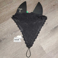 Tie Down Crochet Fly Veil Bonnet, 2x bling, Noseband els, Soundproof Ears *vgc, mnr hair, missing bling
