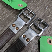 Lined Stirrup Leathers *gc/fair, clean, stains, scrapes, rough back, stretched holes, dry, stiff, threads
