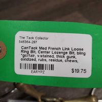 Med French Link Loose Ring Bit, Center Lozenge Bit, bling *gc/fair, v.stained, thick gunk, oxidized, rubs, residue, chews, rough
