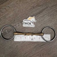 Med French Link Loose Ring Bit, Center Lozenge Bit *gc/fair, v.stained, oxidized, rubs, residue, chews, rough
