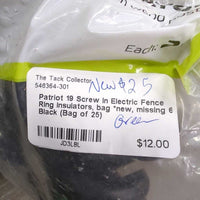 19 Screw In Electric Fence Ring Insulators, bag *new, missing 6

