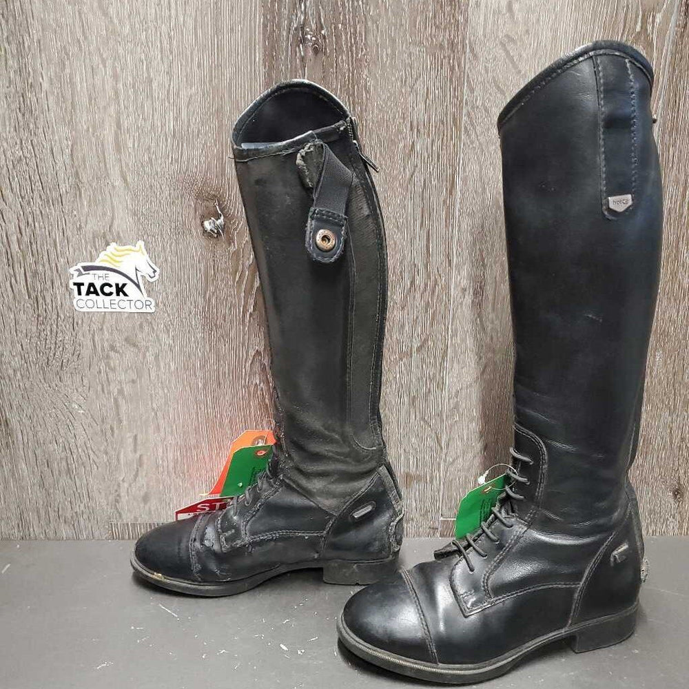 JUNIORS Synthetic Field Boots, zips *fair, clean, rubs, faded, *R-No insole, v.cracked, frayed edges & unstitched tab