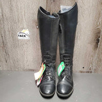 JUNIORS Synthetic Field Boots, zips *fair, clean, rubs, faded, *R-No insole, v.cracked, frayed edges & unstitched tab

