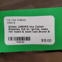 JUNIORS Hvy Cotton Breeches, Pull on *gc/fair, holes, mnr faded & seam rubs
