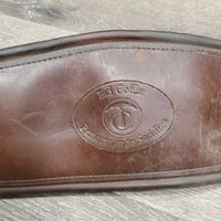 "Comfort" Wide Flat Soft Padded Leather Girth, 2x els *gc/fair, dirt, rubs, scratches, torn & stretched els, older, curled & sharp edge
