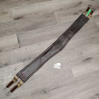 "Comfort" Wide Flat Soft Padded Leather Girth, 2x els *gc/fair, dirt, rubs, scratches, torn & stretched els, older, curled & sharp edge
