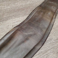 "Comfort" Wide Flat Soft Padded Leather Girth, 2x els *gc/fair, dirt, rubs, scratches, torn & stretched els, older, curled & sharp edge
