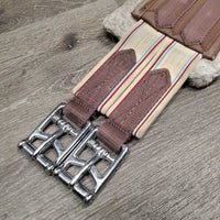 Clik Buckles Fleece Lined Girth, 2x els, D Ring *gc/fair, v.dirty, hair, clumpy, stains, faded, edges: thin & rubs
