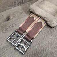 Clik Buckles Fleece Lined Girth, 2x els, D Ring *gc/fair, v.dirty, hair, clumpy, stains, faded, edges: thin & rubs
