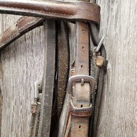 Rsd Bridle, Drop Noseband *fair, dirt, UNDONE stitching, cracks, older, stiff, dry, rubs, faded
