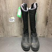 JUNIORS Tall Winter Riding Boots, veclro *vgc, v.dirty, rubs