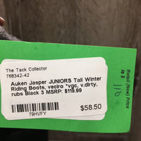 JUNIORS Tall Winter Riding Boots, veclro *vgc, v.dirty, rubs
