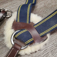 Padded Leather & Elastic 5 Point Breastplate, Running Attach *vgc, mouse chews, clean & mnr dirt, xholes
