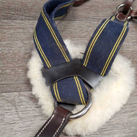 Padded Leather & Elastic 5 Point Breastplate, Running Attach *vgc, mouse chews, clean & mnr dirt, xholes
