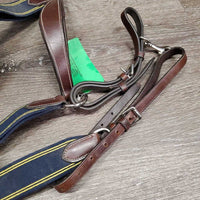 Padded Leather & Elastic 5 Point Breastplate, Running Attach *vgc, mouse chews, clean & mnr dirt, xholes
