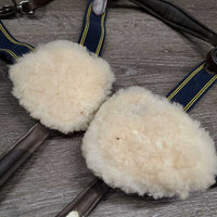 Padded Leather & Elastic 5 Point Breastplate, Running Attach *vgc, mouse chews, clean & mnr dirt, xholes
