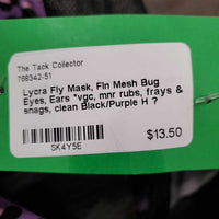 Lycra Fly Mask, Fin Mesh Bug Eyes, Ears *vgc, mnr rubs, frays & snags, clean
