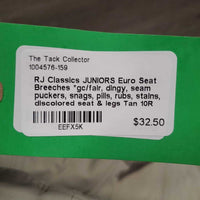 JUNIORS Euro Seat Breeches *gc/fair, dingy, seam puckers, snags, pills, rubs, stains, discolored seat & legs
