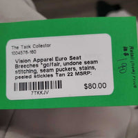 Euro Seat Breeches *gc/fair, undone seam stitching, seam puckers, stains, peeled stickies
