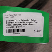 Leather Girth Extender, Roller buckels, moveable keepers *gc, clean, scrapes, rubs, xholes, creases
