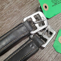Pr Soft Lined Stirrup Leathers *gc/fair, v.dirty, jockies, edges: v.rubbed & torn, dents, mnr stretched holes
