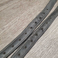 Pr Soft Lined Stirrup Leathers *gc/fair, v.dirty, jockies, edges: v.rubbed & torn, dents, mnr stretched holes
