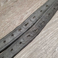 Pr Soft Lined Stirrup Leathers *gc/fair, v.dirty, jockies, edges: v.rubbed & torn, dents, mnr stretched holes
