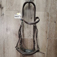 "Expert" Anatomical Monocrown Bridle, Drop Noseband, chin pad *vgc, mnr dirt & rubs, mismatched chin pad