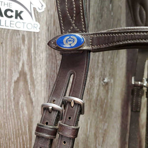 "Expert" Anatomical Monocrown Bridle, Drop Noseband, chin pad *vgc, mnr dirt & rubs, mismatched chin pad